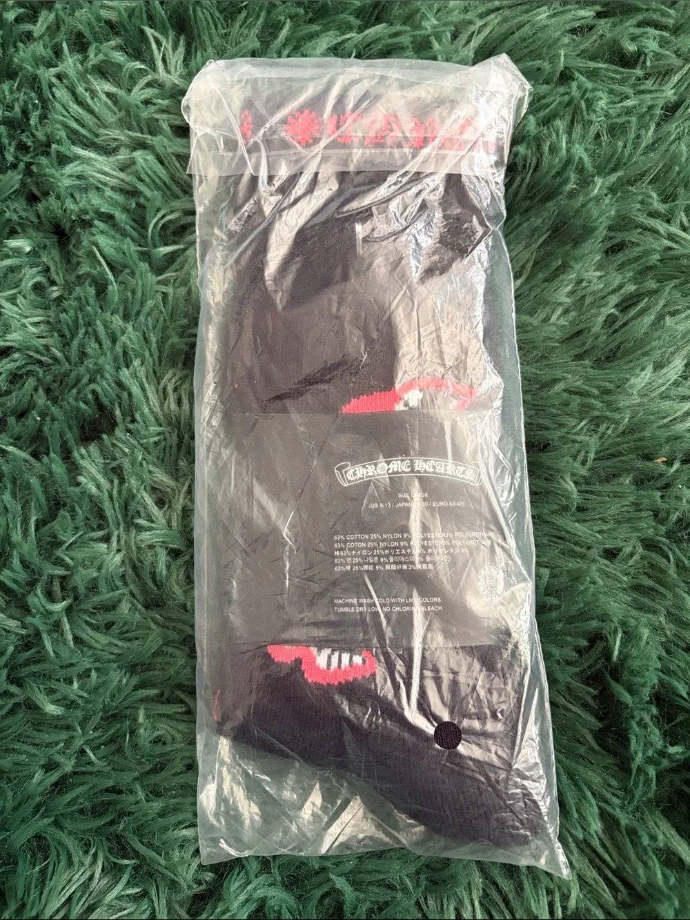 Black And Pink Chrome Heart Socks